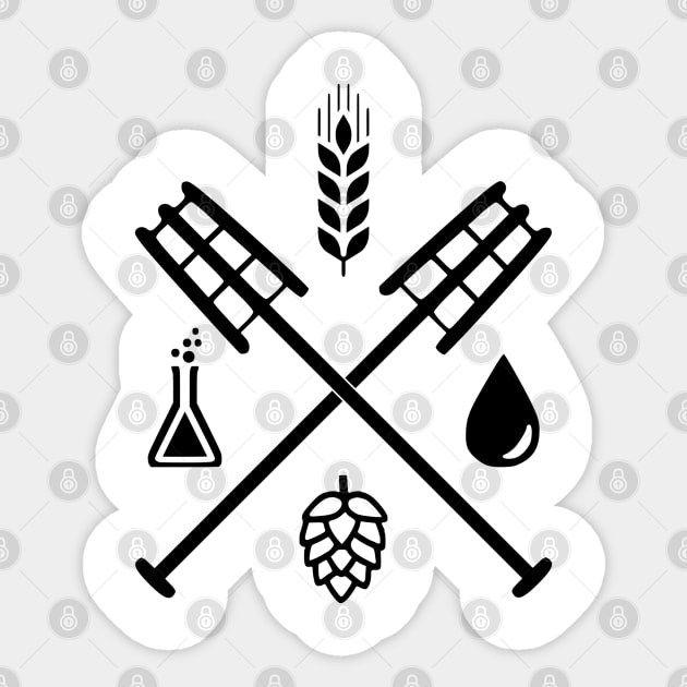 Beer Ingredients Dueling Paddles [Dark] (No Outline) Sticker by PerzellBrewing